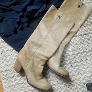 Vince Camuto Light Tan Distressed Gianna Boots